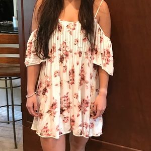 Floral sundress with open/off the shoulder sleeves